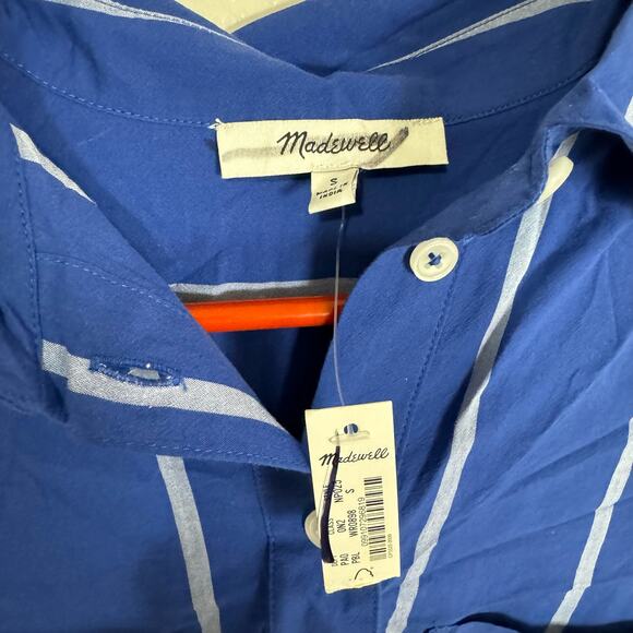 Madewell Oversized Boxy Button Up Striped Signature Poplin Shirt US Women's S - Picture 6 of 8